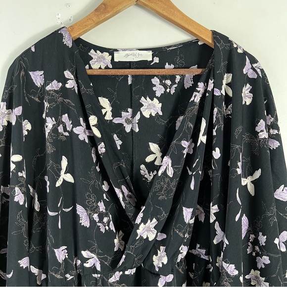 A Beautiful Soup Floral Black Kimono Top Blouse Size XL Flowy V-Neck Bohemian - Picture 6 of 9